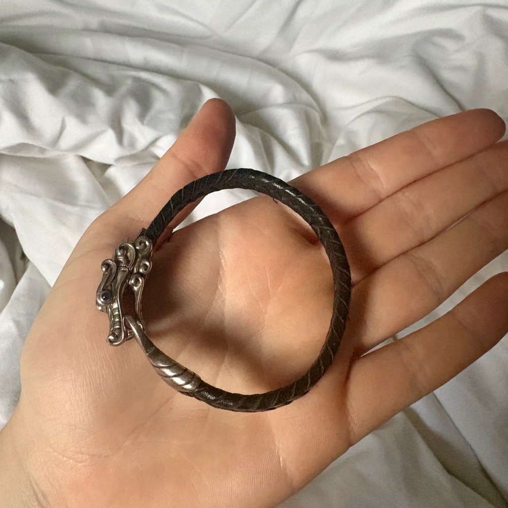 John Hardy Naga Bracelet, Sterling Silver, Leather - Picture 2 of 4